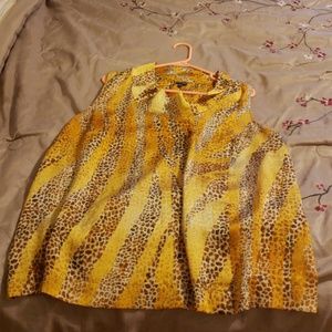 Gold/ brown animal print blouse